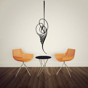 Black pinstripe-style vehicle decal with flowing line-art swirl