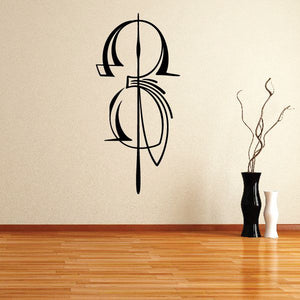 Black pinstripe vinyl decal featuring a stylized dollar sign outline on a wall