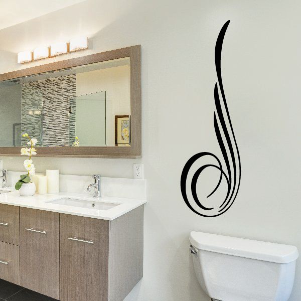 Vehicle pinstripe vinyl decal, black swirl flourish