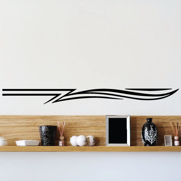 Vehicle pinstripe vinyl decal with black stripe and swoosh tail