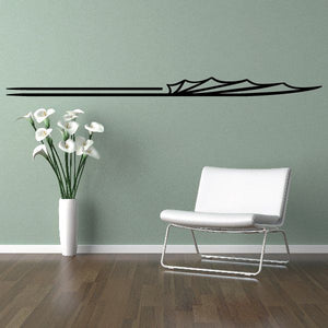 Vehicle pinstripe vinyl decal with black stripe and sharp arrow flame tip