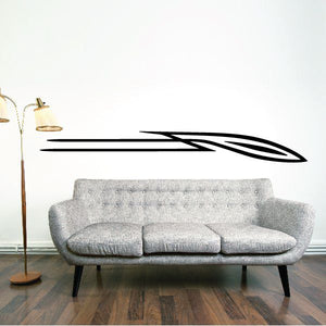 Black pinstripe vinyl decal with long swooping stripe lines and arrow tip