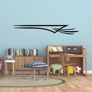 Vehicle pinstripe vinyl decal with black arrow-like stripes