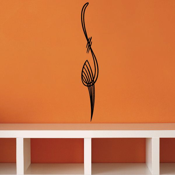 Pinstripe vinyl decal, black abstract flame swirl design