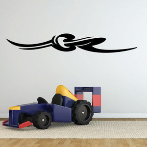 Black pinstripe vinyl decal with swoosh graphic