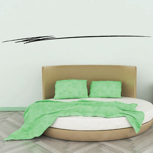 Black pinstripe vinyl decal with sweeping lines on wall