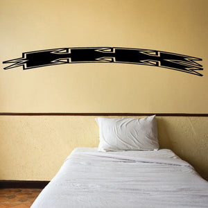 Black curved pinstripe vinyl decal with geometric accents for vehicles