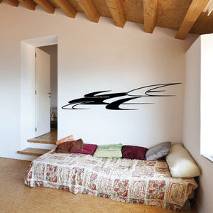 Black vehicle pinstripe vinyl wall decal with swoosh lines