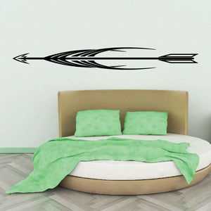 Vehicle pinstripe vinyl decal with black arrow and swirl graphic