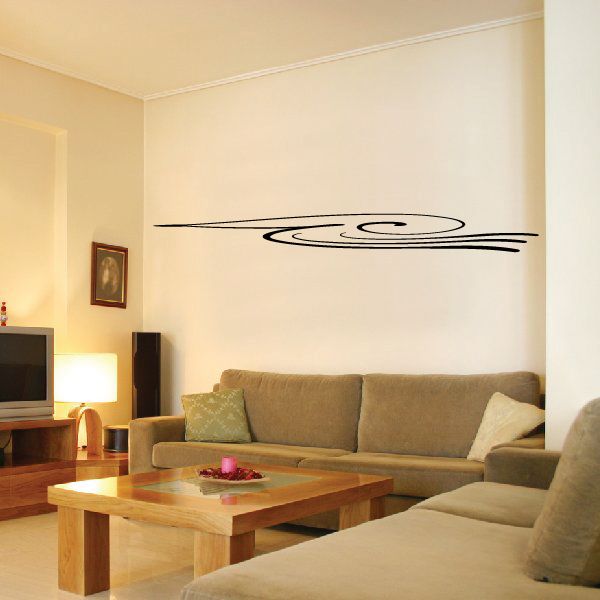 Vehicle pinstripe vinyl decal with black curved swoosh and oval detail