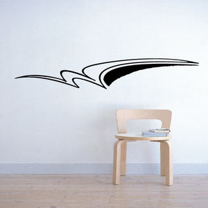 Vehicle pinstripe vinyl decal, black curved racing stripe graphic