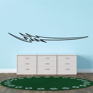 Vehicle pinstripe vinyl decal with black lightning zigzag and curved stripes