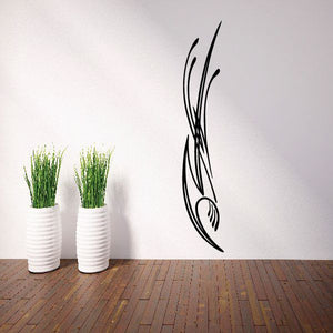 Black pinstripe vehicle vinyl decal with flame-like swirl