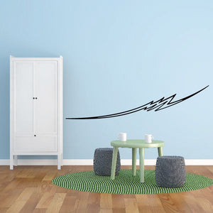 Vehicle pinstripe vinyl decal with black swoosh and zigzag lightning stripe