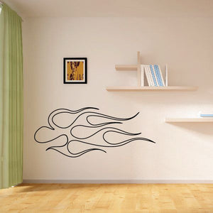 Vehicle pinstripe vinyl decal with black flame-style stripes for wall or vehicle