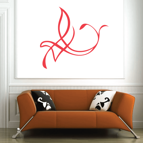 Vehicle pinstripes decal: red curved swirl vinyl