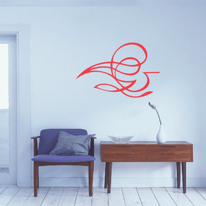 Red vehicle pinstripe vinyl decal with swirl design