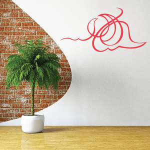 Red vehicle pinstripe vinyl decal with swirling line graphic