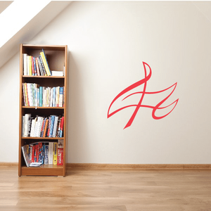 Red script pinstripe vinyl decal, curved lettering style