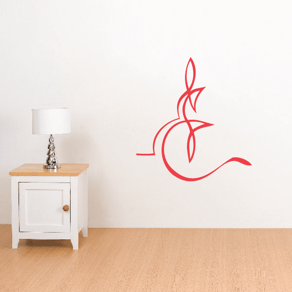 Red vehicle pinstripe vinyl decal with curving flame and scroll lines