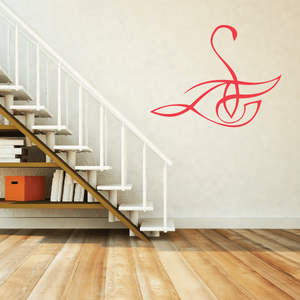 Red vinyl car pinstripe decal with stylized treble clef and swirls