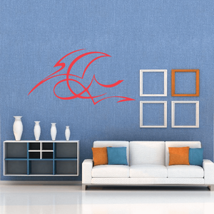 Red pinstripe vinyl decal with curved swooshes