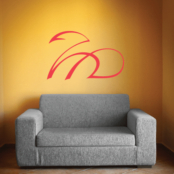 Red vehicle pinstripe vinyl decal with curved stripe graphic