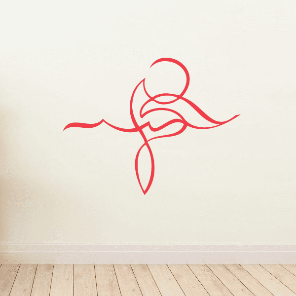 Red vinyl pinstripe decal for vehicle, swirl style