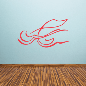 Vinyl vehicle pinstripe decal with red flame-scroll graphics