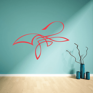 Red curved vehicle pinstripe decal vinyl with looping floral design