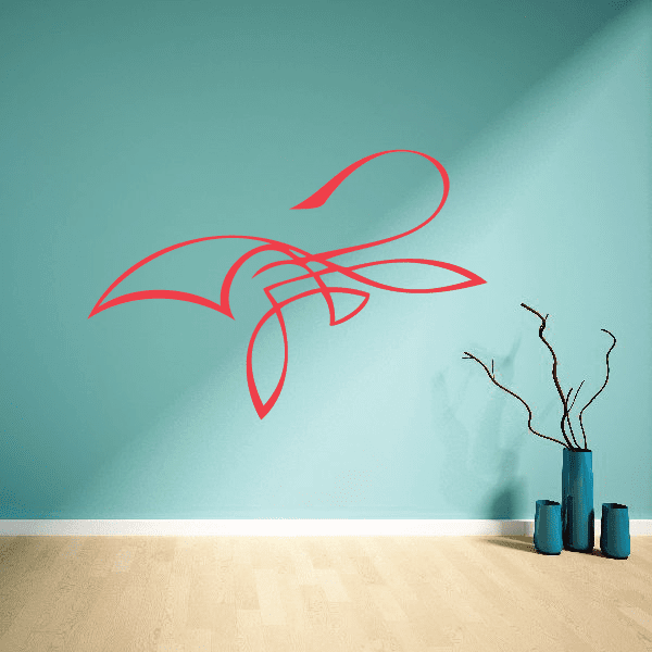 Red curved vehicle pinstripe decal vinyl with looping floral design
