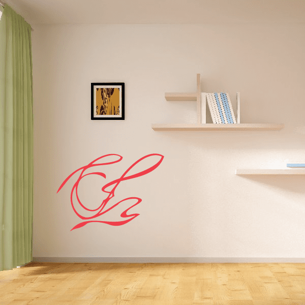 Red cursive pinstripe vinyl decal