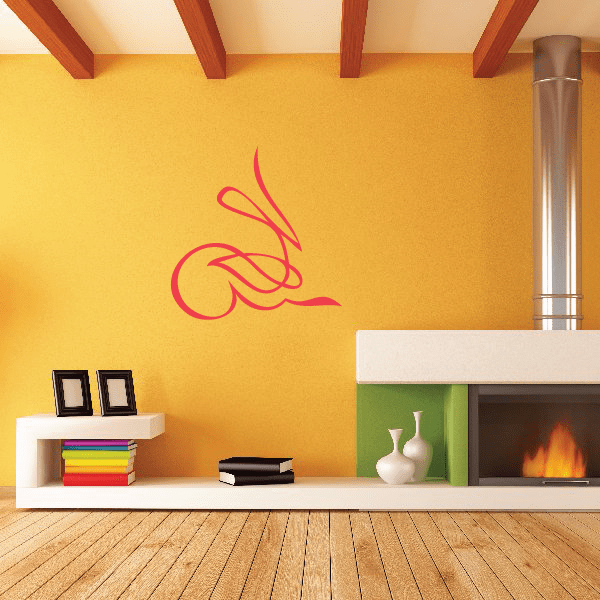 Red vehicle pinstripe swirl vinyl decal with flowing script design