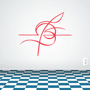 Red vehicle pinstripe vinyl decal with abstract swirl and leaf-like shapes
