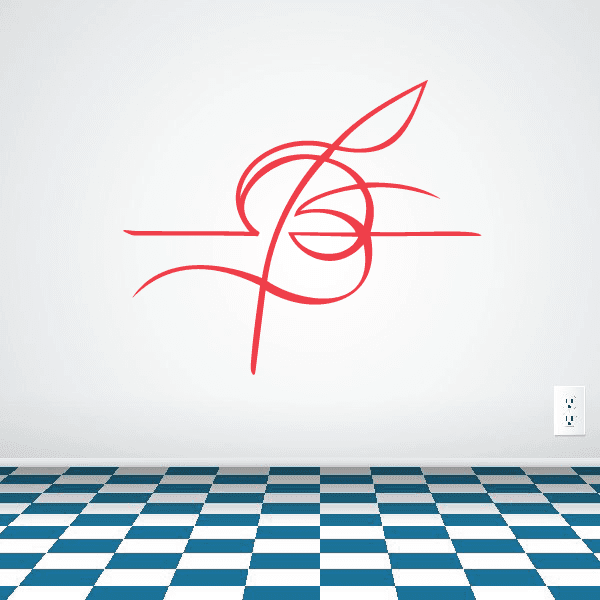 Red vehicle pinstripe vinyl decal with abstract swirl and leaf-like shapes