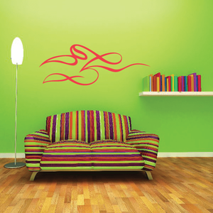 Vinyl pinstripe decal with red swirl stripe graphics on a smooth surface