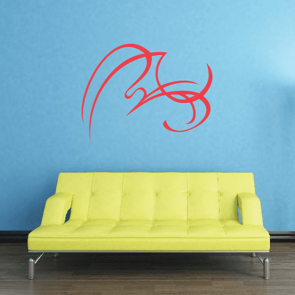 Red vehicle pinstripe vinyl decal with swirling tribal-style lines