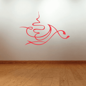 Vehicle pinstripes vinyl decal in red with swirly flame-like graphic