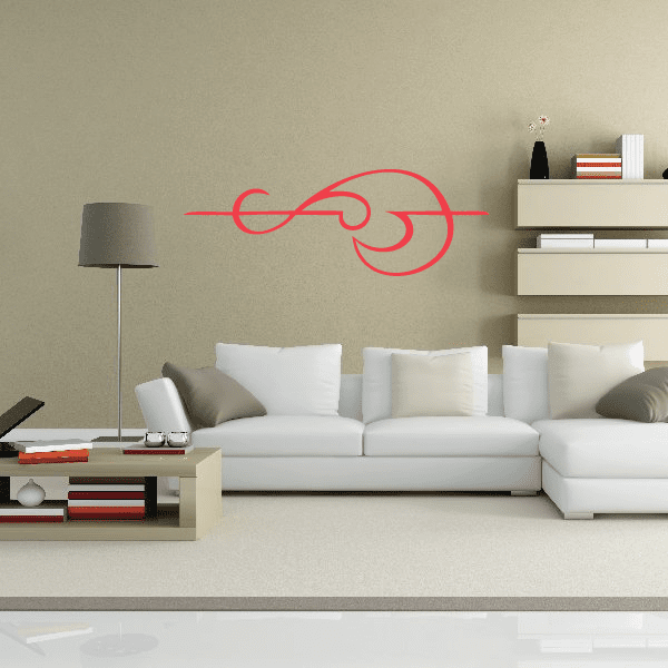 Red vehicle pinstripe vinyl decal with curved swirl line design