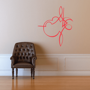 Vehicle pinstripes vinyl decal with red swirl and scroll pattern outline