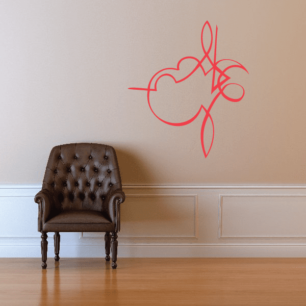 Vehicle pinstripes vinyl decal with red swirl and scroll pattern outline