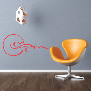 Vinyl vehicle pinstripe decal with red swirl heart outline