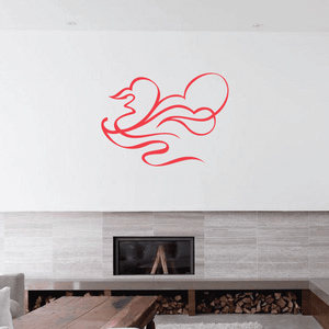 Red vehicle pinstriping decal with curling swirl lines on white backing