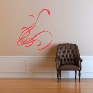 Red pinstripe vinyl decal with curved scroll lines