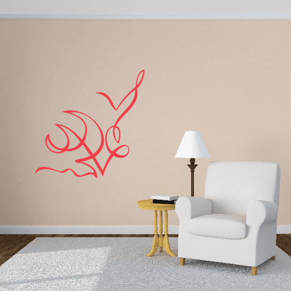 Red vinyl pinstripe decal with swirling tribal-style outline