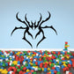 Black stylized spider decal with long legs and fanged head