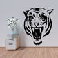 Tiger head decal with bold black line art, snarling face and striped detailing.