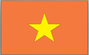 Vietnam flag sticker with yellow star on orange background
