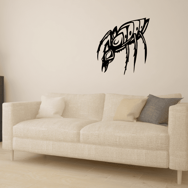 Earwig wall decal with black line-art design