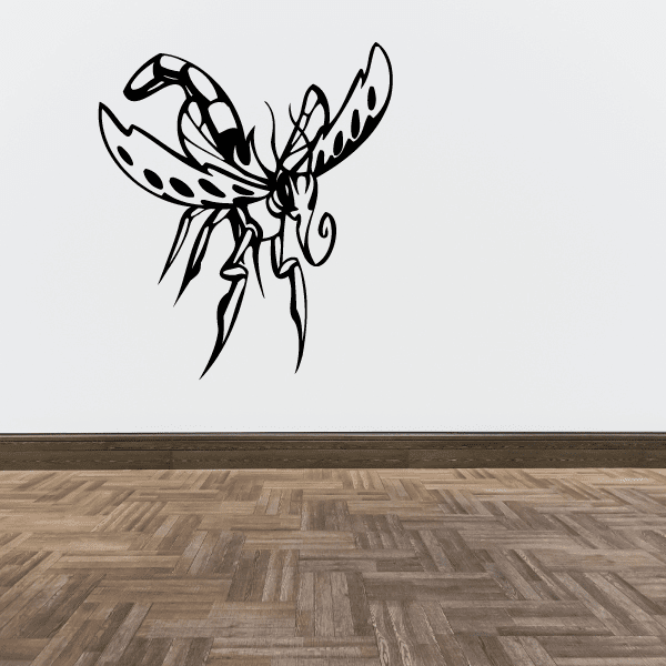 Black mosquito wall decal sticker with detailed line-art wings and body